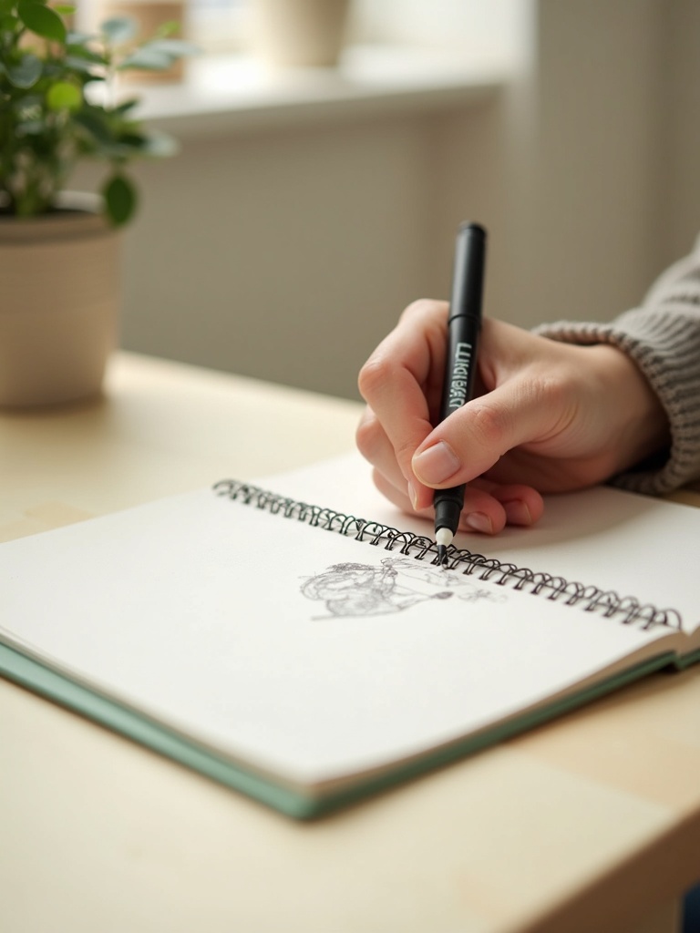Maya drawing at the Fernpoints studio desk